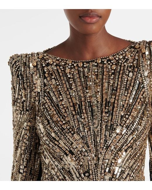 Jenny Packham Natural Avalon Sequined Gown