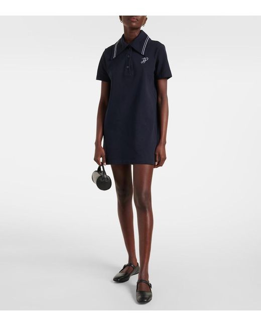 Patou Blue Logo Cotton Pique Polo Dress