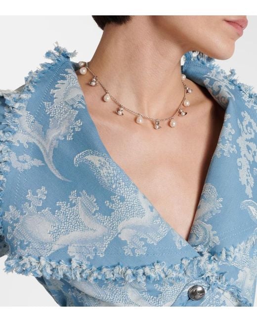 Vivienne Westwood White Halskette Emiliana mit Perlen