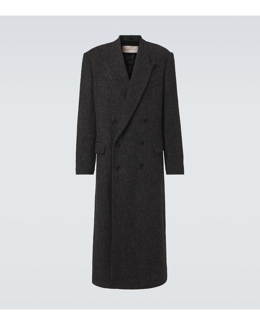 Dries Van Noten Black Herringbone Wool Coat for men