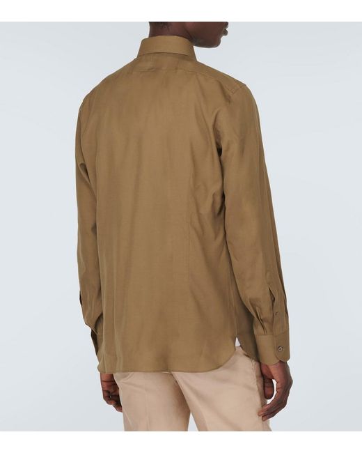 Tom Ford Green Silk Poplin Shirt for men