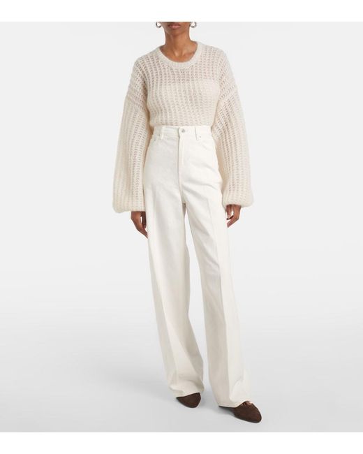 Totême White High-Rise Wide-Leg Jeans