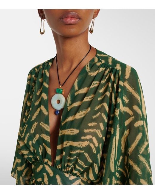 Johanna Ortiz Green Printed Kaftan