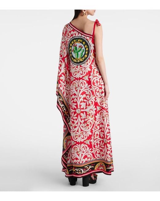 Dolce & Gabbana Red Taormina Printed Silk Kaftan