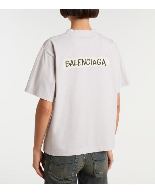 Balenciaga White Logo Cotton Jersey T-Shirt