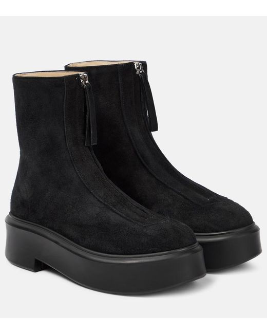 Bottines Zipped En Daim The Row en coloris Black