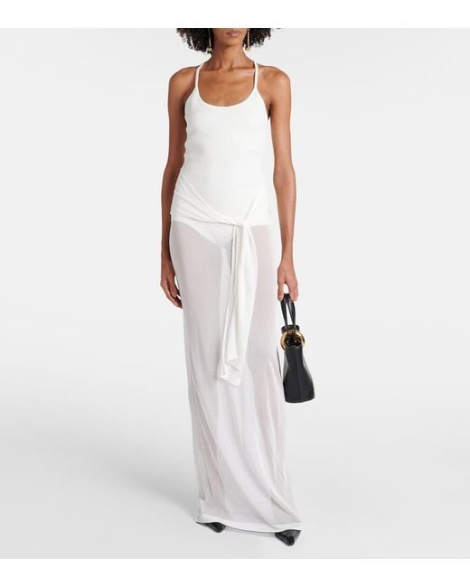 Jacquemus White La Robe Maille Nodo Sheer Gown