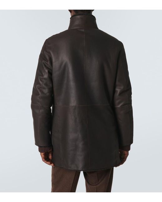 Giorgio Armani Wendbare Jacke Aus Leder Und Shearling in Black für Herren