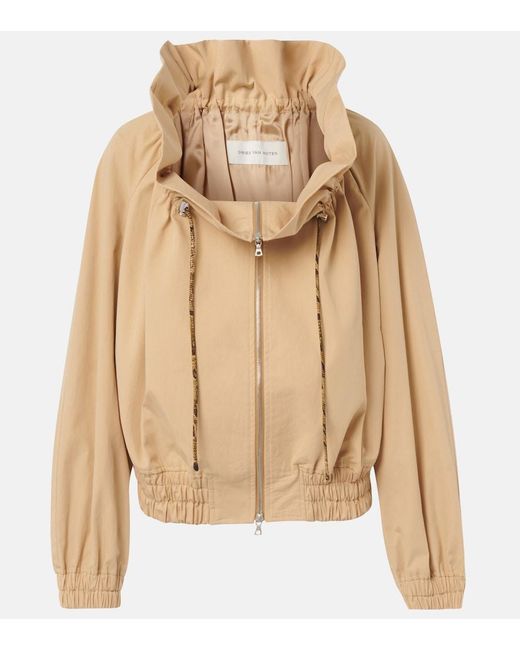 Dries Van Noten Natural Cotton Poplin Bomber Jacket