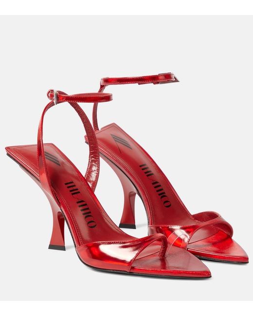 The Attico Red Gg Mismatched 85 Metallic Sandals