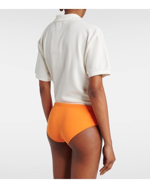 Slip Bikini Con Logo di Miu Miu in Orange