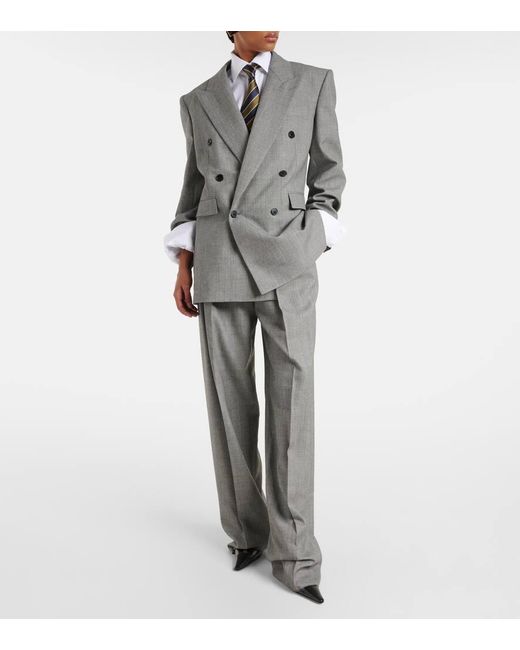 Saint Laurent Gray Blazer Aus Woll-Twill