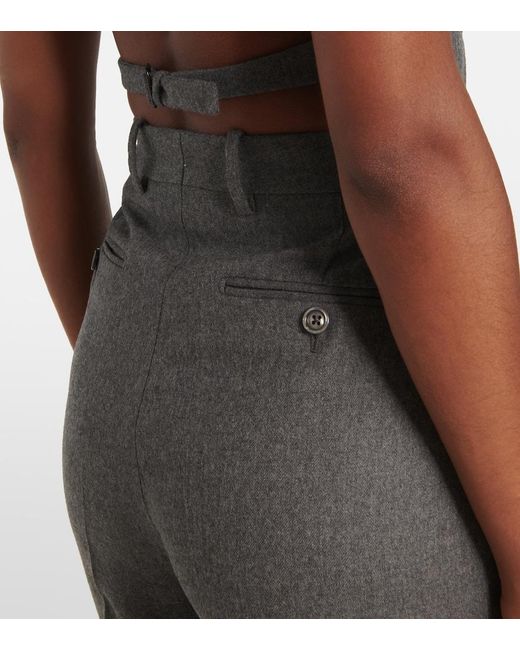 Tom Ford Gray High-Rise Wool Twill Bootcut Pants