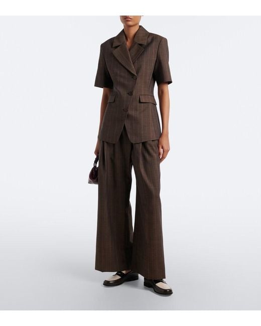 Ganni Brown Striped Wool Blazer