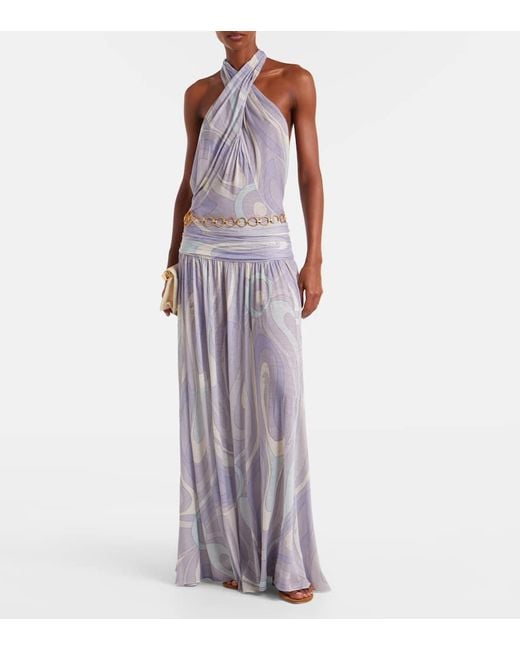 Emilio Pucci White Robe Iride Aus Einem Wollgemisch