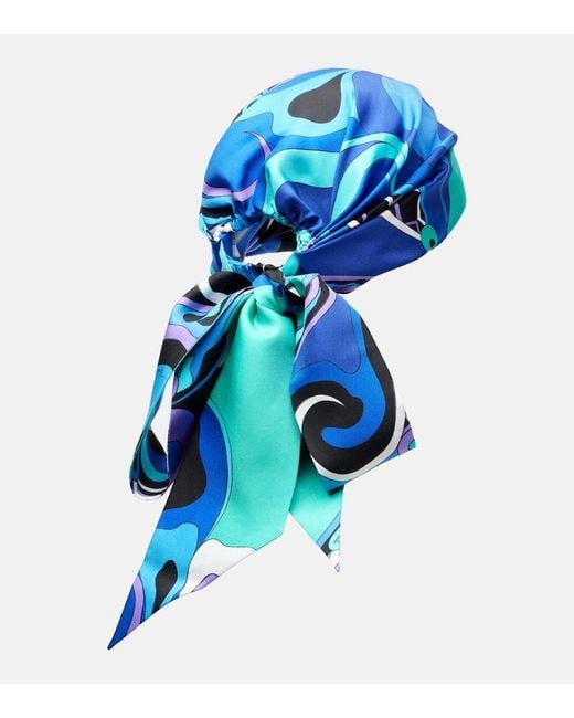 Emilio Pucci Blue Iride Silk Twill Head Wrap