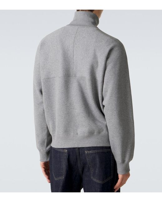 Jil Sander Gray Cotton Terry Half-Zip Sweatshirt for men