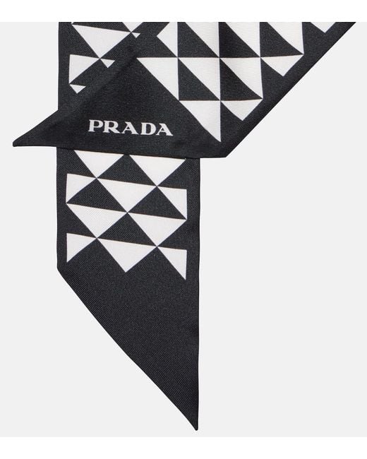 Prada White Printed Silk Twill Scarf