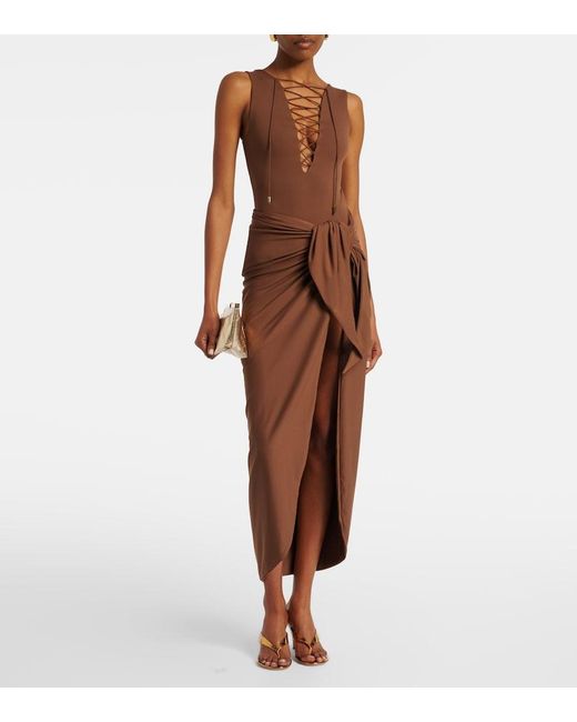 Taller Marmo Brown Swimsuit And Beach Cover-Up Set