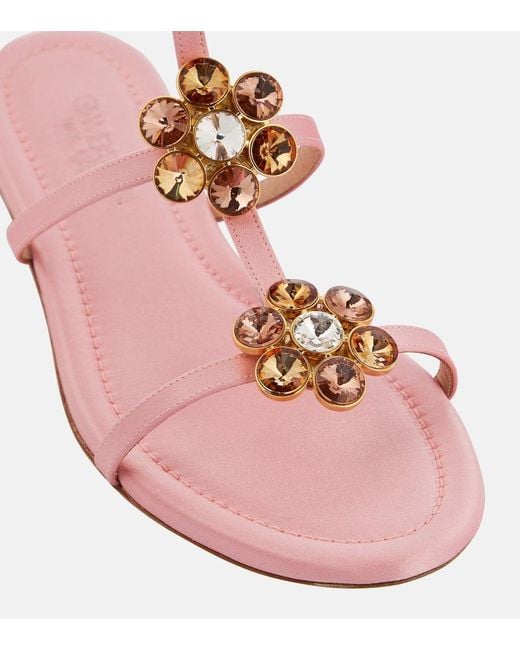 Giambattista Valli Pink Jaipur Embellished Satin Sandals