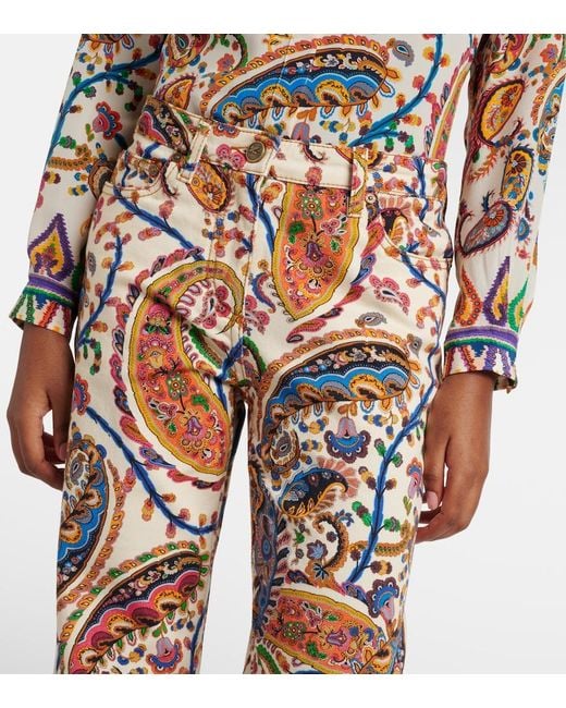 Etro Blue High-Rise Bootcut Jeans