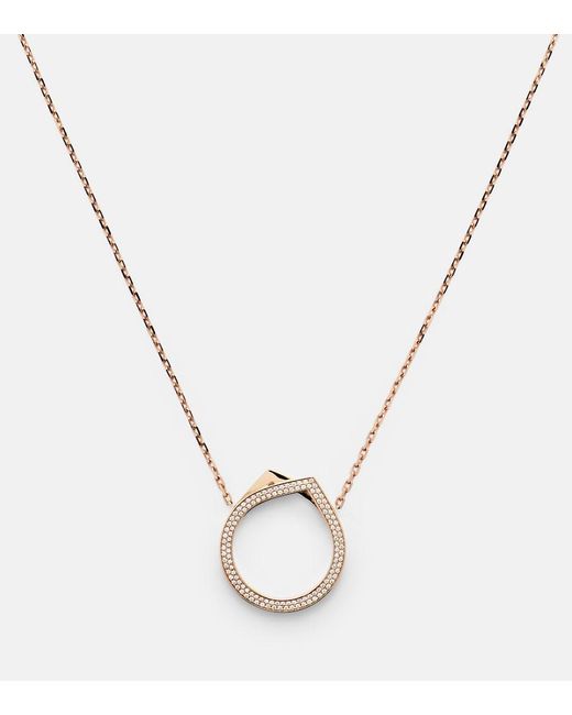 Repossi Metallic Antifer 18Kt Rose Pendant Necklace With Diamonds