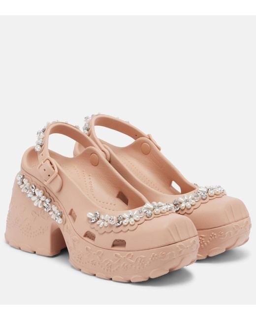 Simone Rocha Pink X Crocs Embellished Slingback Pumps