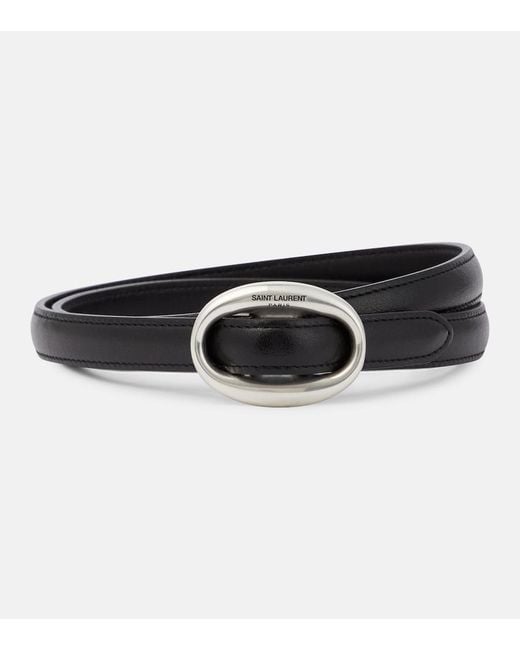 Saint Laurent Black Slim Leather Belt