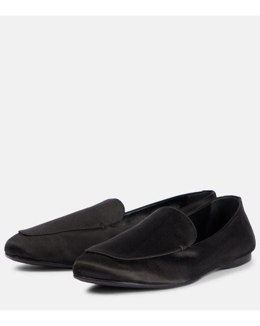 Khaite Black Monroe Satin Loafers