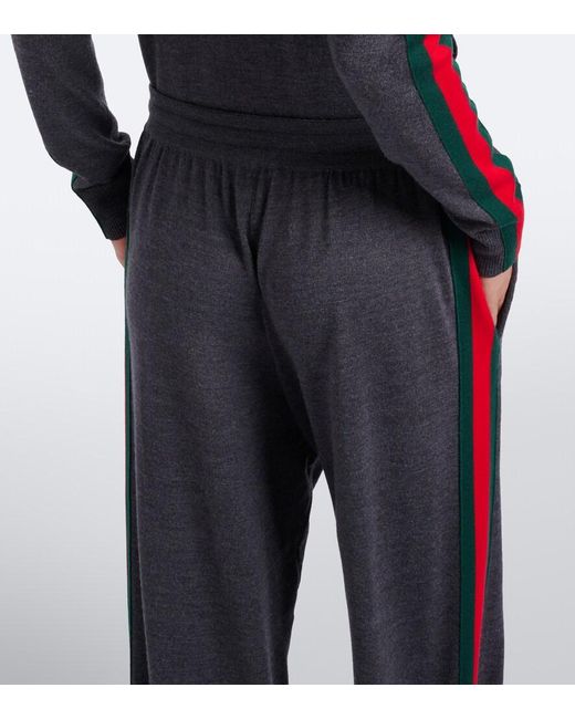 Gucci Gray Wool-Blend Wide-Leg Pants