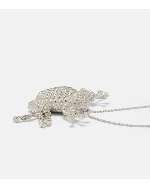 Loewe White Frog Pendant Necklace