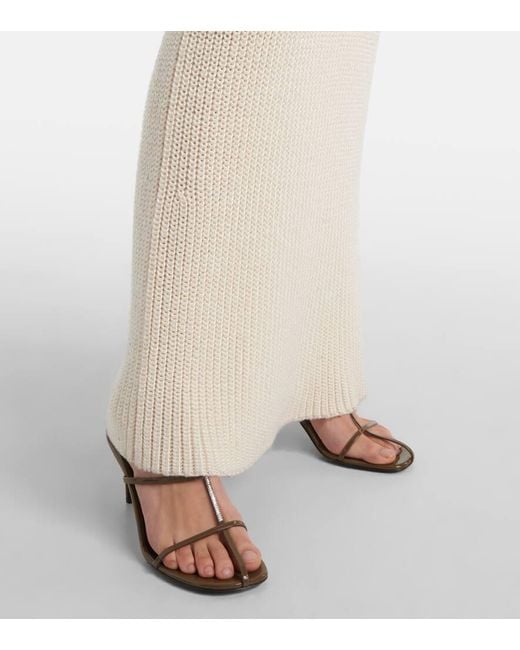 Khaite White Lex Ribbed-Knit Silk Maxi Dress