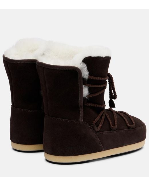 Moon Boot Black Evx Shearling-Lined Suede Snow Boots