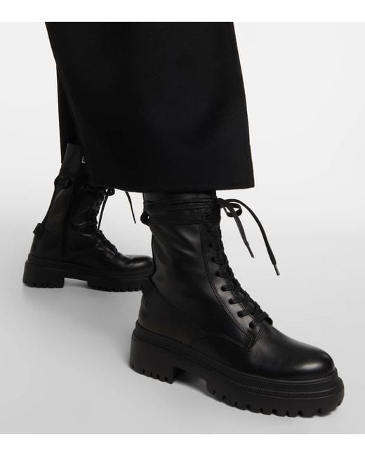 Bogner Black Chesa Alpina Leather Combat Boots