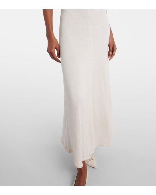 TOVE White Lenore Knitted Wool And Silk Midi Dress