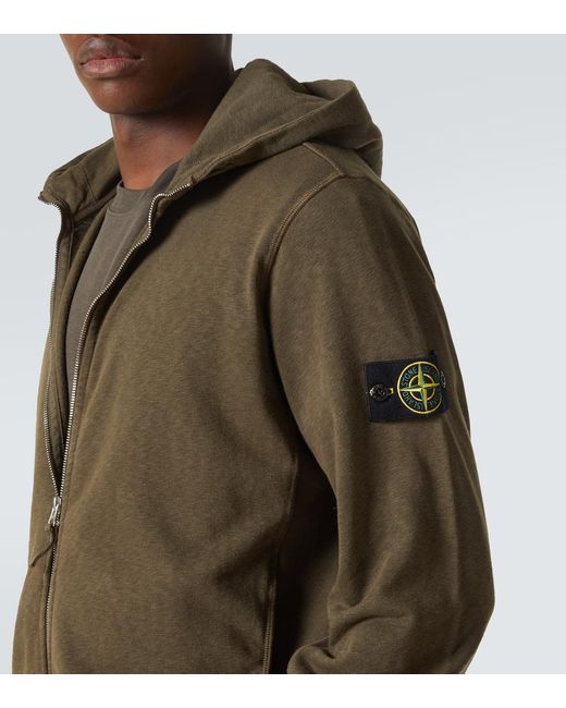 Stone Island Green Compass Cotton Zip-Up Hoodie for men
