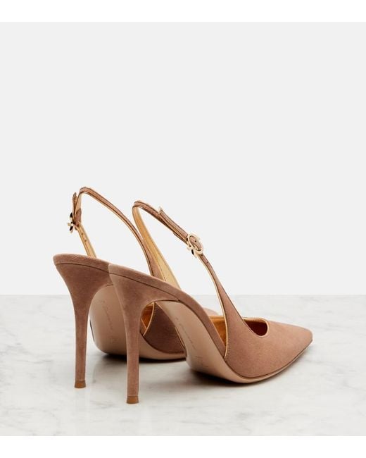 Gianvito Rossi Brown Robbie 95 Suede Slingback Pumps