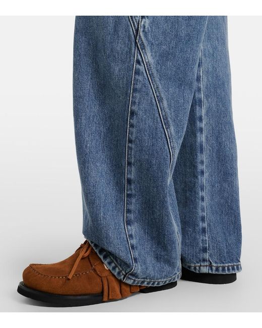 J.W. Anderson Blue Twisted Embroidered Straight Jeans