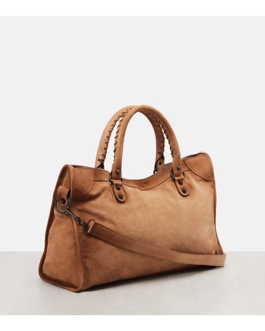 Balenciaga Brown Le City Medium Suede Tote Bag