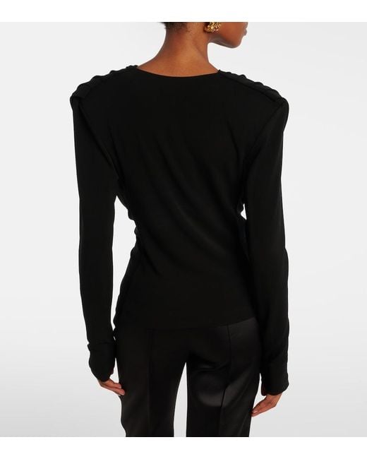 Wardrobe NYC Black Draped Jersey Top