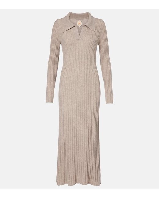 Jardin Des Orangers Natural Knitted Cashmere Polo Dress
