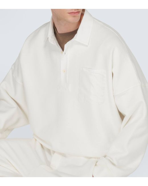 The Row White Dende Cotton-blend Terry Polo Sweatshirt for men