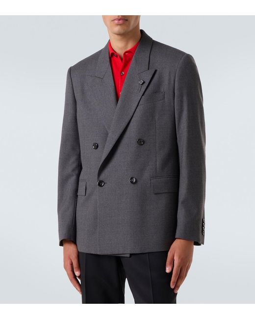 Lardini Black Double-Breasted Wool Blazer for men