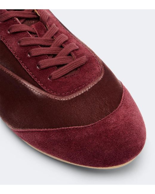 Jil Sander Red Etage Suede-Trimmed Velvet Sneakers