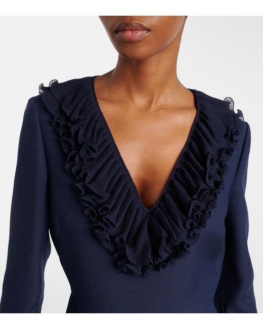 Valentino Blue Crepe Couture Bow-Detail Midi Dress