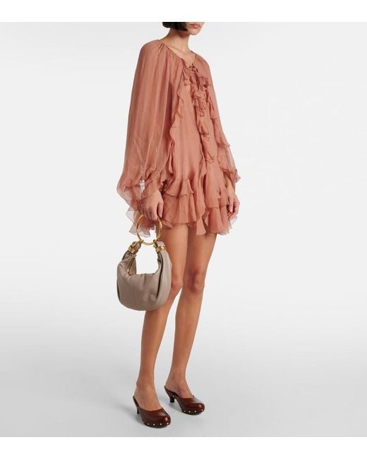 Chloé Pink Ruffled Silk Muslin Cape