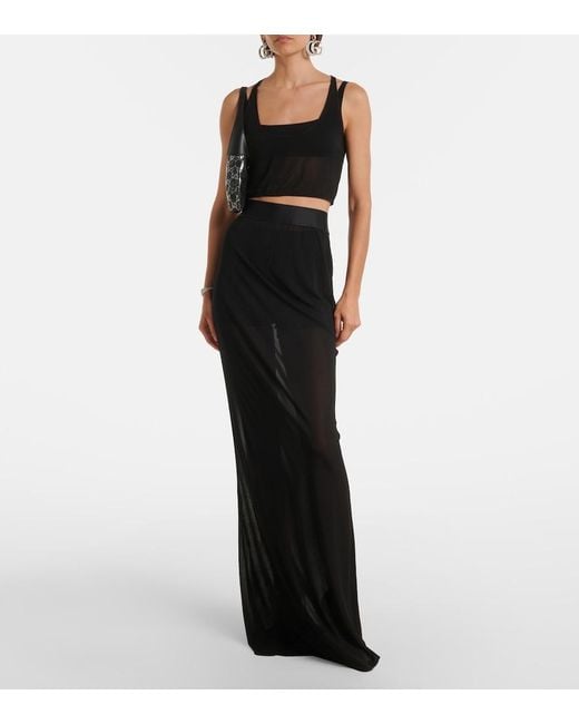 Gucci Black Semi-Sheer Crepe Maxi Skirt