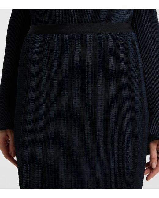 Jonathan Simkhai Blue Hollis Ruffled Knitted Midi Skirt