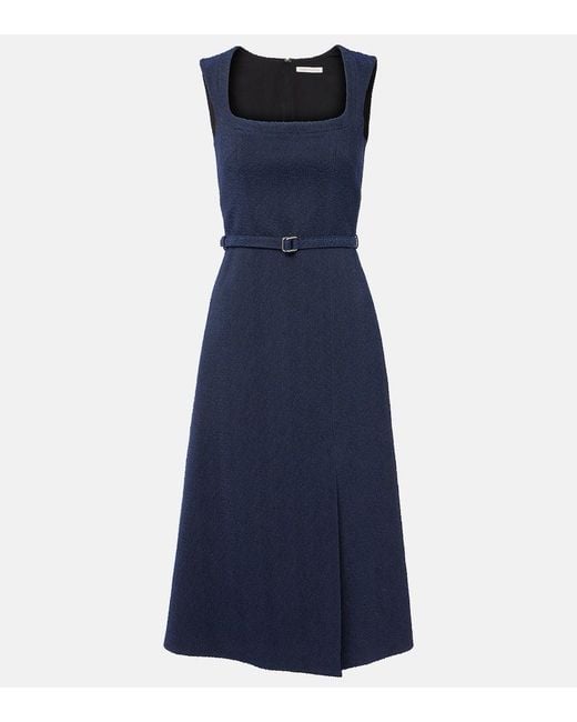 Emilia Wickstead Blue Pinah Cotton-Blend Boucle Midi Dress