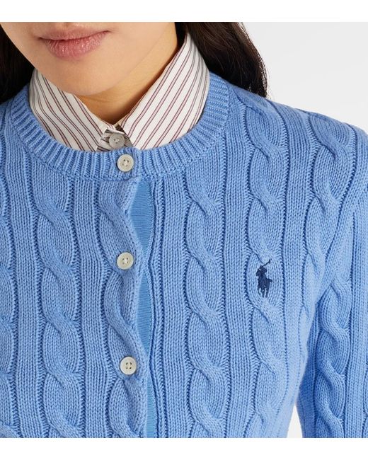 Polo Ralph Lauren Blue Cable-Knit Cotton Cardigan